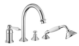 Смеситель на борт ванны однорычажный с выдвижным душем и переключателем Cezares APHRODITE-BVDM-01-Bi